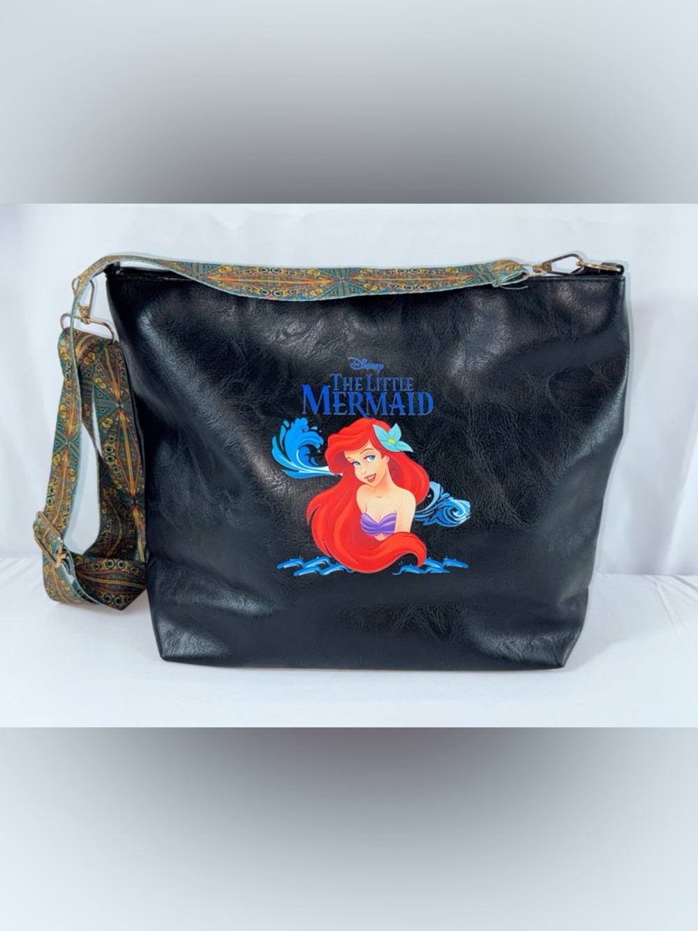 NWT-Disney The Little Mermaid Ariel Black Graphic Satchel Handbag
